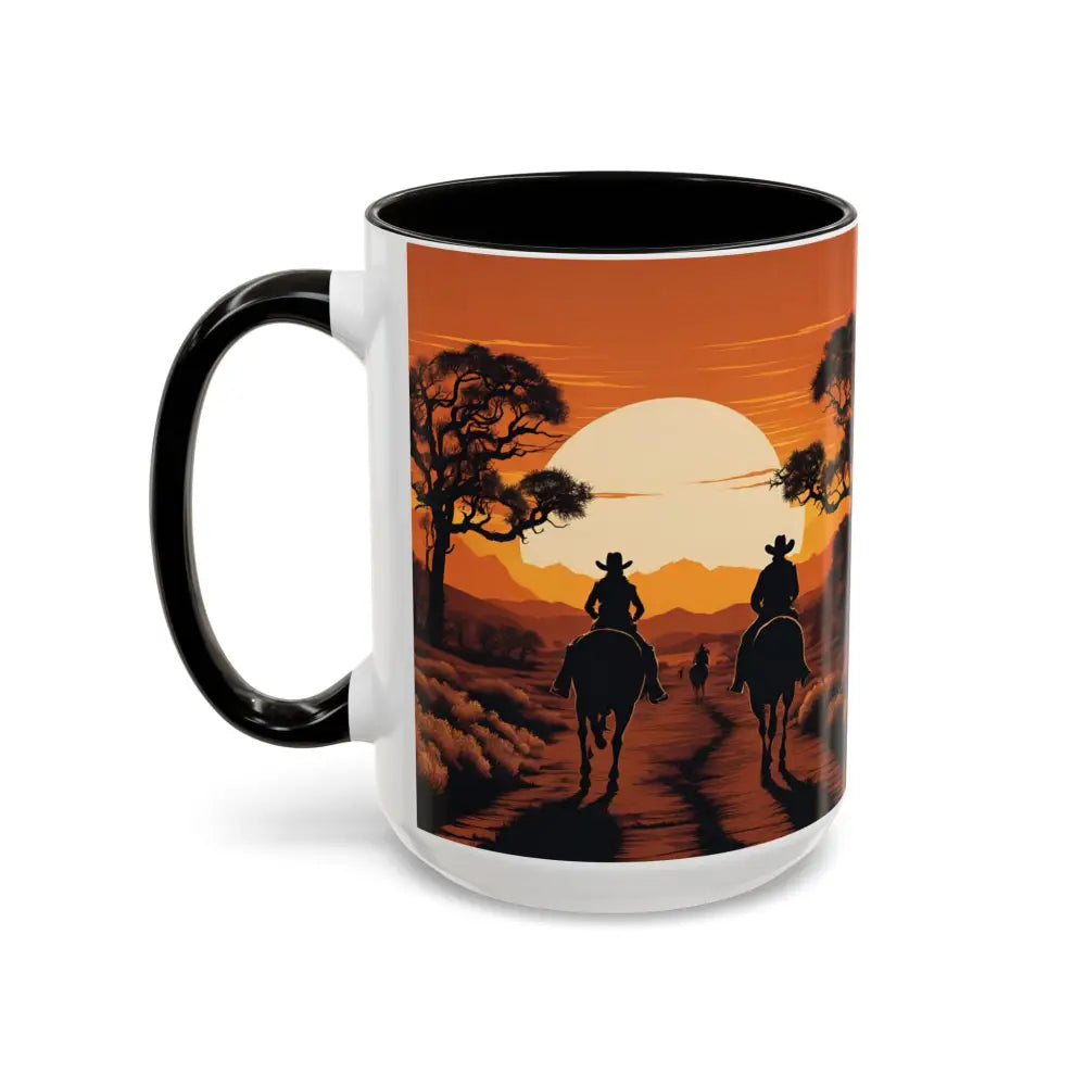 Country Western Mug Ride into the Sunset Inspirational Coffee Mug 15oz 2 Sided Cup Design - Mugs