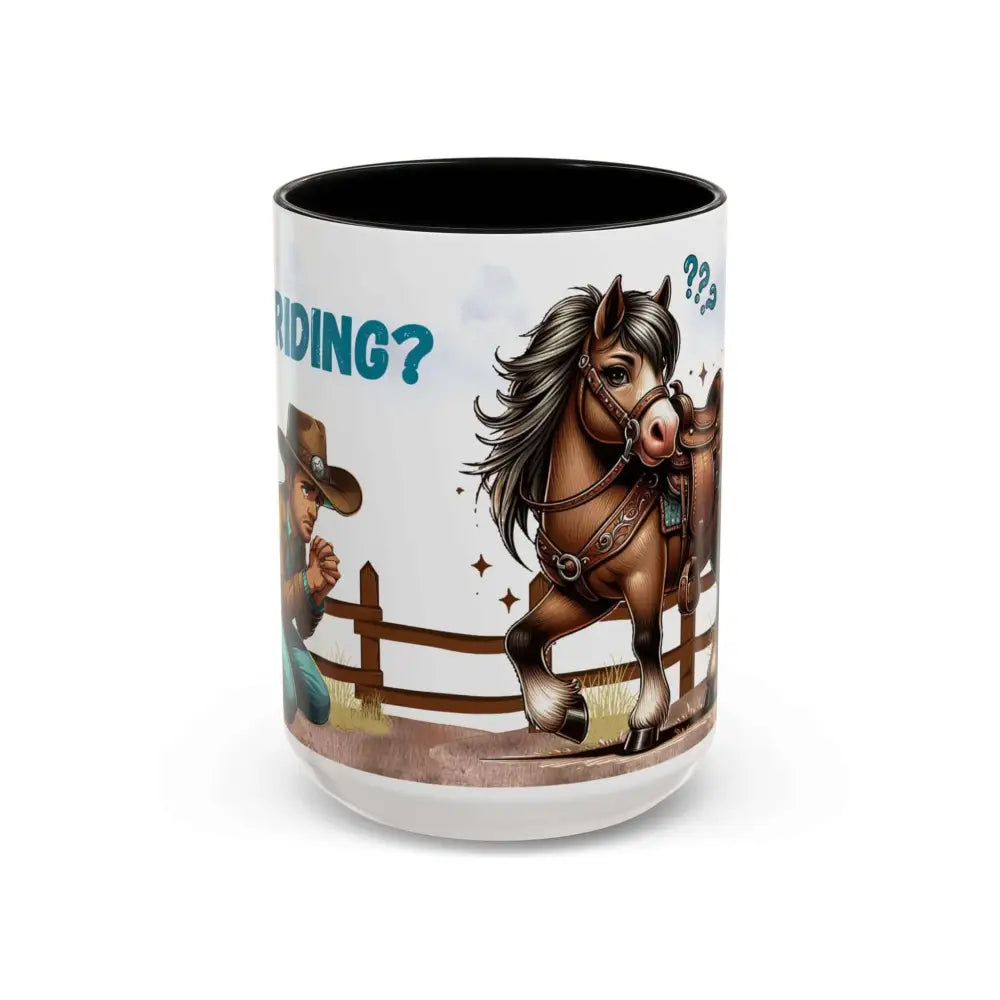 Cowboy Coffee Mug Snubby Sassy Mare and Begging Cowboy 15oz / Black Mug