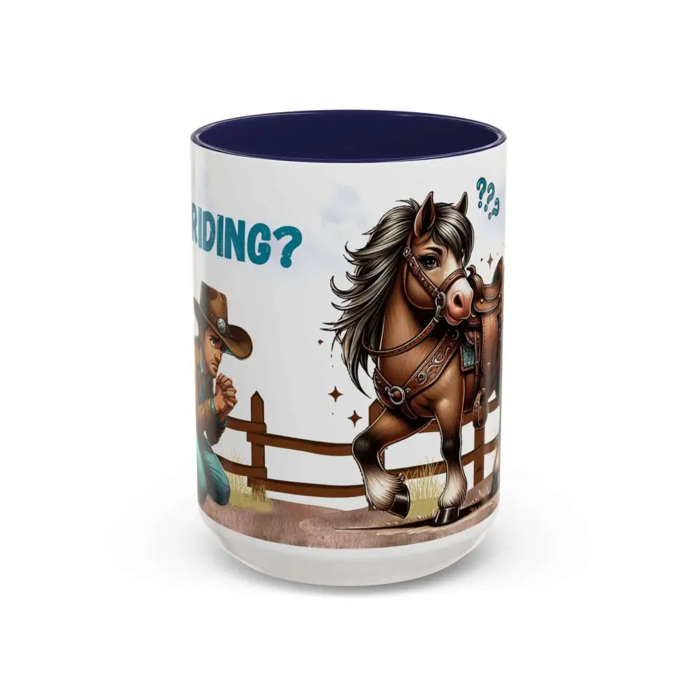 Cowboy Coffee Mug Snubby Sassy Mare and Begging Cowboy 15oz / Navy Mug