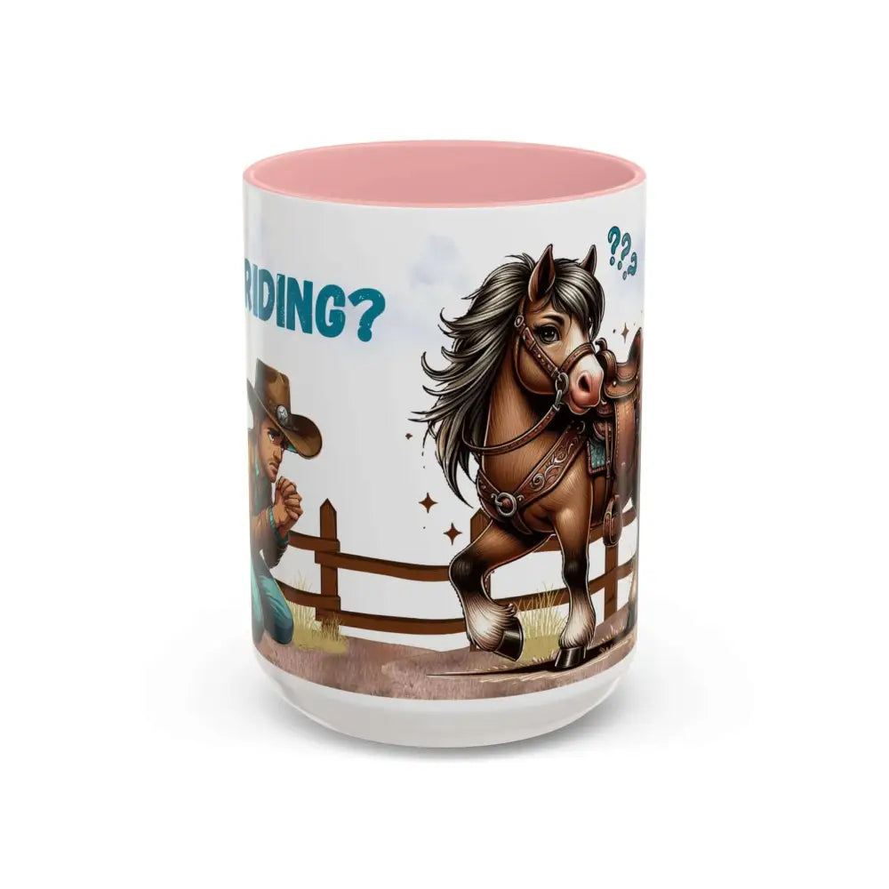 Cowboy Coffee Mug Snubby Sassy Mare and Begging Cowboy 15oz / Pink Mug