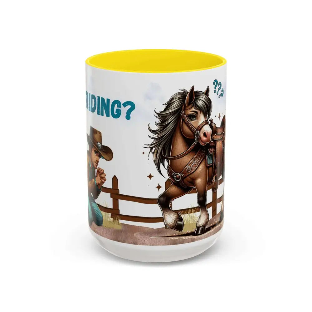 Cowboy Coffee Mug Snubby Sassy Mare and Begging Cowboy 15oz / Yellow Mug