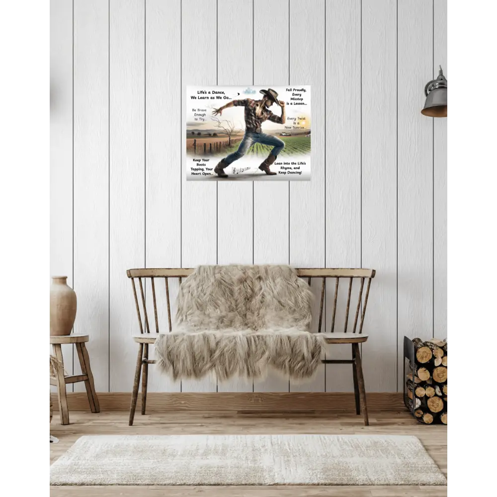 Cowboy Inspirational Metal Art Sign Home Art Décor Aluminum Great Gift for Him Dancing Cowboy Life’s a Dance Gift