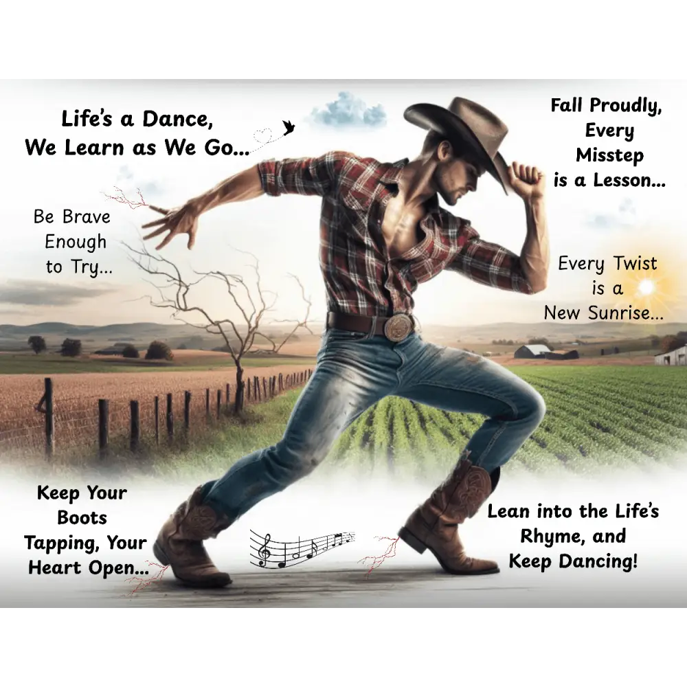 Cowboy Inspirational Metal Art Sign Home Art Décor Aluminum Great Gift for Him Dancing Cowboy Life’s a Dance Gift