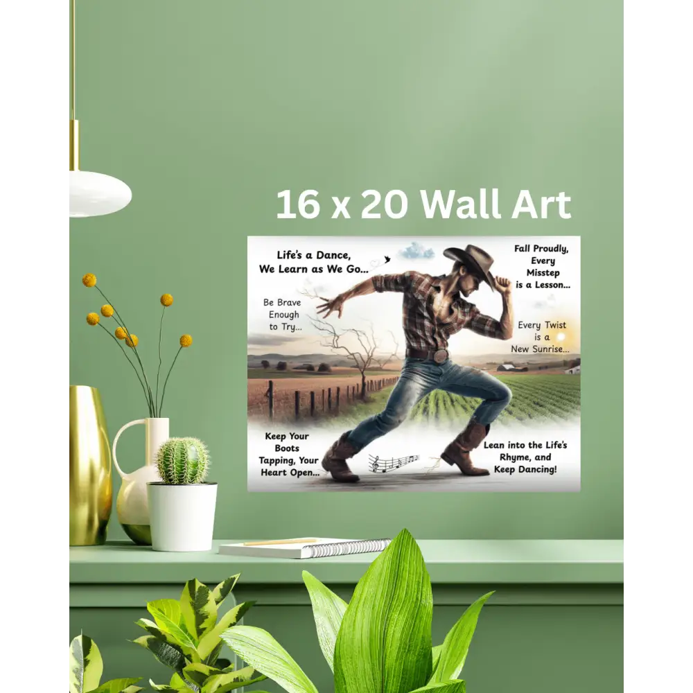 Cowboy Inspirational Metal Art Sign Home Art Décor Aluminum Great Gift for Him Dancing Cowboy Life’s a Dance Gift