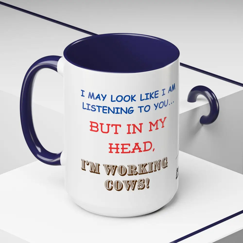 Cowboys Mugs Working Cow Coffee Mug Country Coffee Mugs Farm Gifts for Him 15oz - 15oz / Navy - Mug