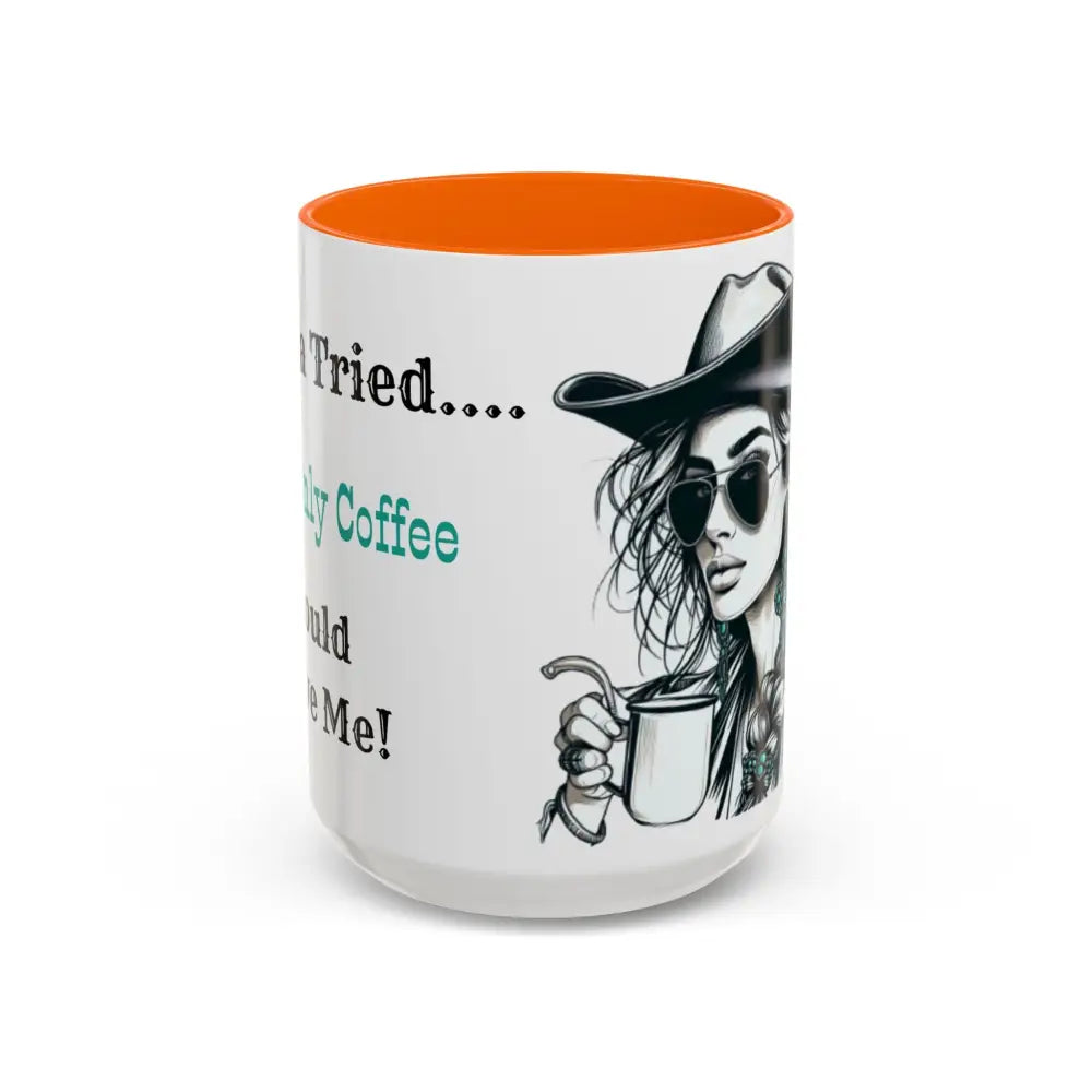 Cowgirl Aesthetic Coffee Mug Cowgirl Loves Coffee Rodeo Country Living Western Enthusiasts 15oz / Orange Mugs