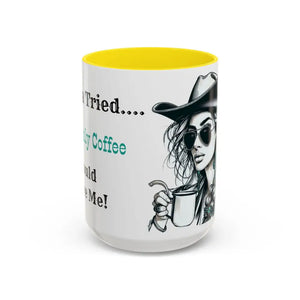 Cowgirl Aesthetic Coffee Mug - Cowgirl Loves Coffee Rodeo Country Living Western Enthusiasts - 15oz / Yellow - Mugs