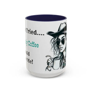 Cowgirl Aesthetic Coffee Mug - Cowgirl Loves Coffee Rodeo Country Living Western Enthusiasts - 15oz / Navy - Mugs