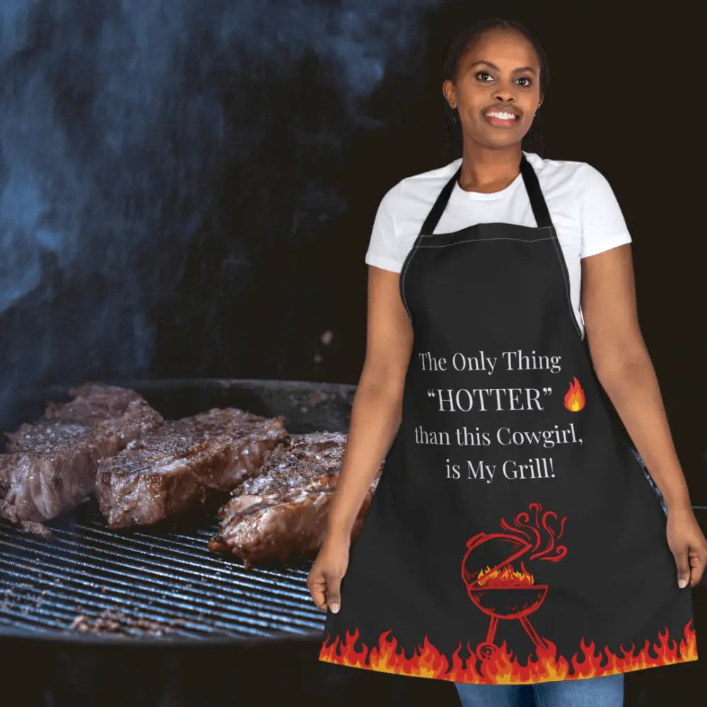 Cowgirl Grill Master Apron Women Mother Grandma Apron Western Gift Ideas One size / Black All Over Prints