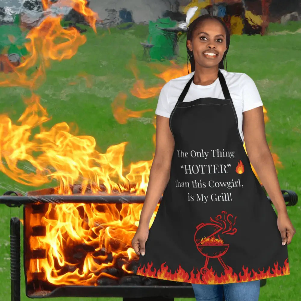 Cowgirl Grill Master Apron Women Mother Grandma Apron Western Gift Ideas One size / Black All Over Prints