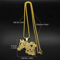Cowgirl Horse Necklace, Stainless Steel Pendant, Western Jewelry - The Best New Thing