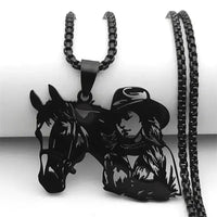 Cowgirl Horse Necklace, Stainless Steel Pendant, Western Jewelry - The Best New Thing