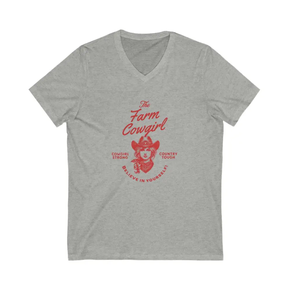 Cowgirl Strong V-Neck Shirt Country Tough Farm Girl Tee Motivational Believe in Yourself Girl T-Shirt - Athletic