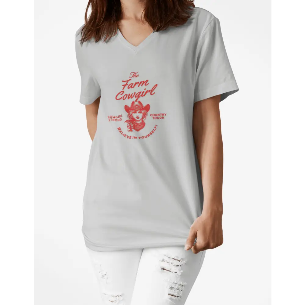 Cowgirl Strong V-Neck Shirt Country Tough Farm Girl Tee Motivational Believe in Yourself Girl T-Shirt - V-neck