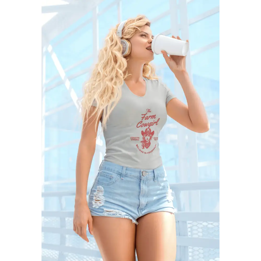 Cowgirl Strong V-Neck Shirt Country Tough Farm Girl Tee Motivational Believe in Yourself Girl T-Shirt - V-neck