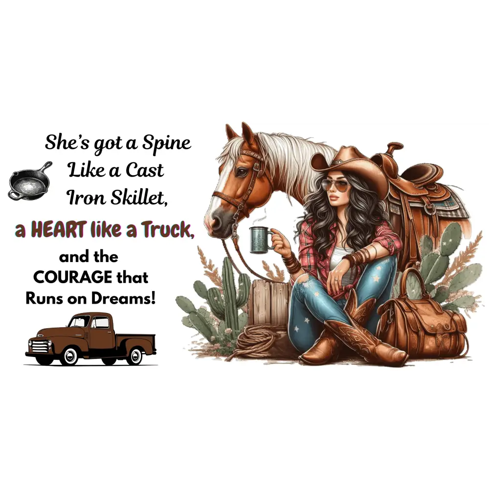 Cowgirl Tough 15oz Mug – “Spine Like a Skillet Heart Like a Truck” Inspirational Western Gift Cowgirl Coffee Mugs Mugs