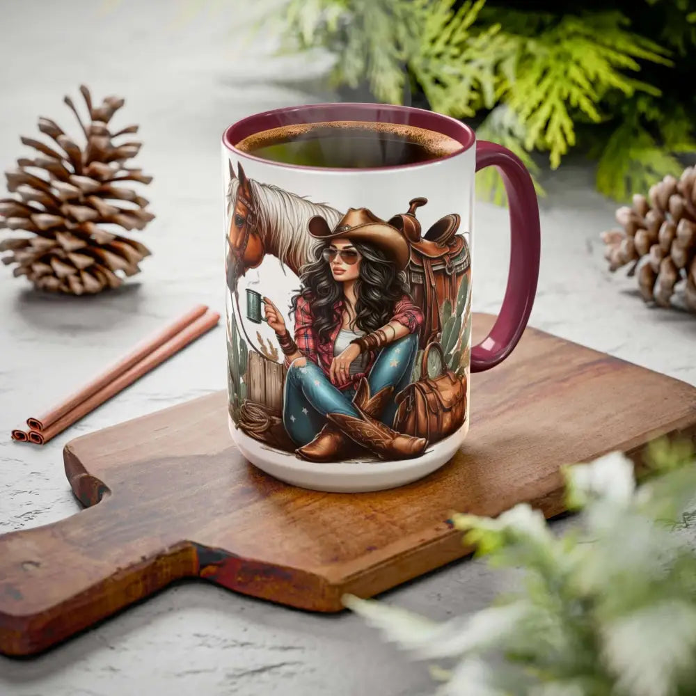 Cowgirl Tough 15oz Mug – “Spine Like a Skillet Heart Like a Truck” Inspirational Western Gift Cowgirl Coffee Mugs Mugs