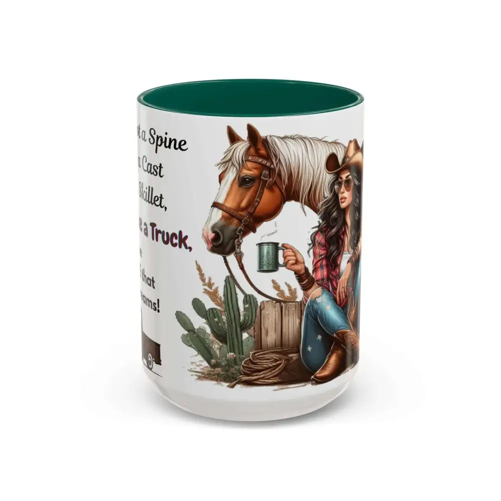 Cowgirl Tough 15oz Mug – “Spine Like a Skillet Heart Like a Truck” Inspirational Western Gift Cowgirl Coffee Mugs 15oz