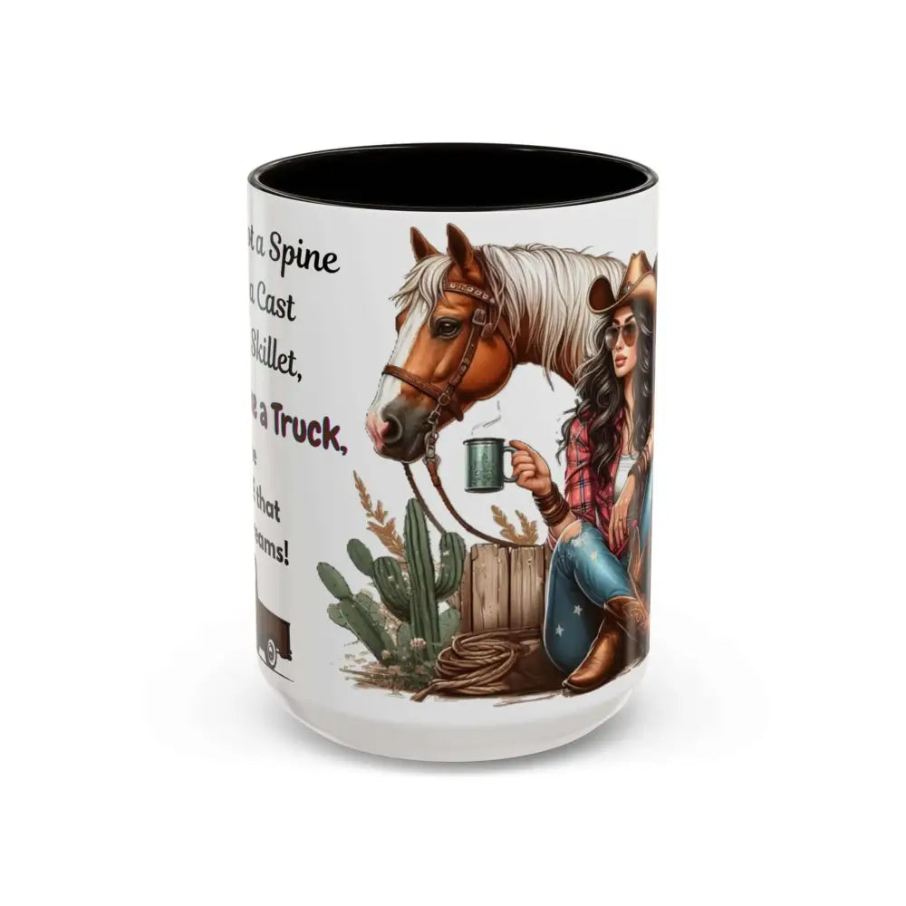 Cowgirl Tough 15oz Mug – “Spine Like a Skillet Heart Like a Truck” Inspirational Western Gift Cowgirl Coffee Mugs 15oz