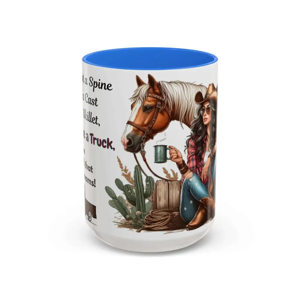 Cowgirl Tough 15oz Mug – “Spine Like a Skillet Heart Like a Truck” Inspirational Western Gift Cowgirl Coffee Mugs 15oz