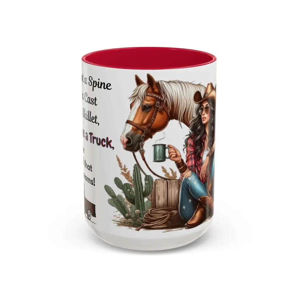 Cowgirl Tough 15oz Mug – “Spine Like a Skillet Heart Like a Truck” Inspirational Western Gift Cowgirl Coffee Mugs 15oz