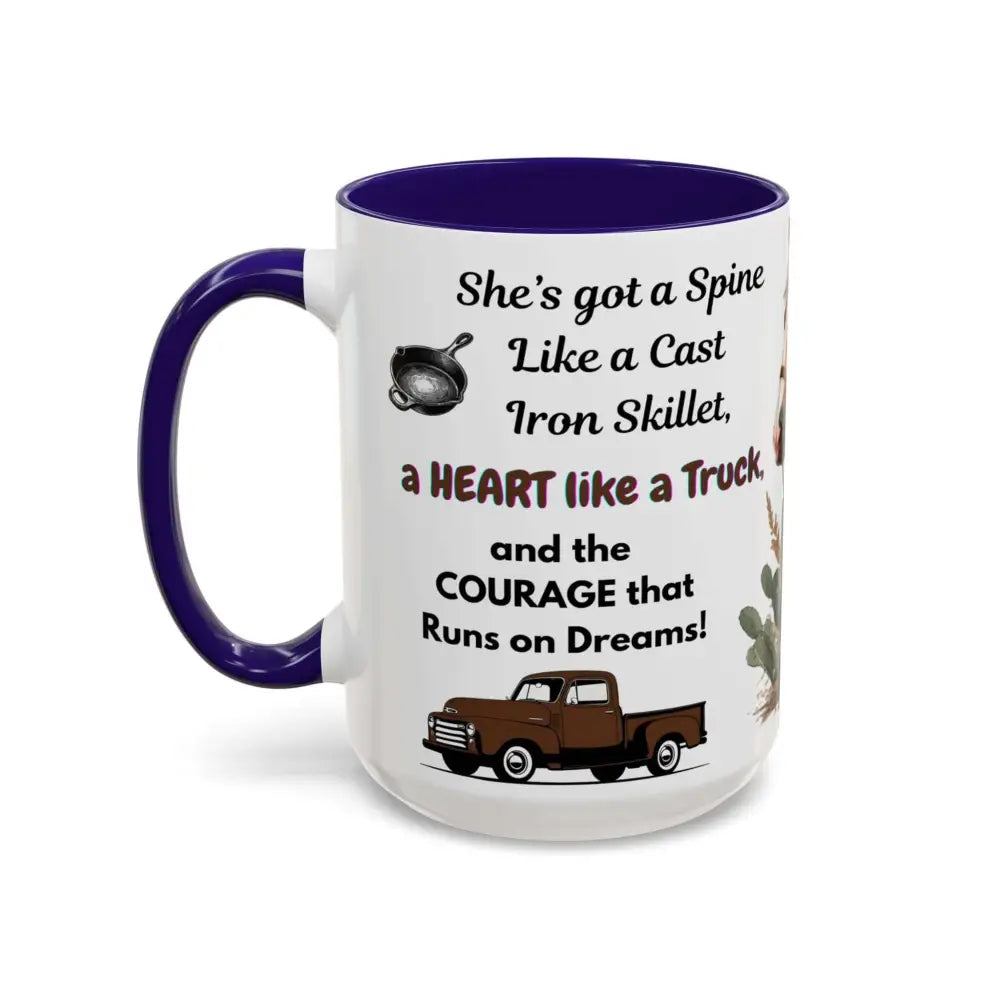 Cowgirl Tough 15oz Mug – “Spine Like a Skillet Heart Like a Truck” Inspirational Western Gift Cowgirl Coffee Mugs Mugs