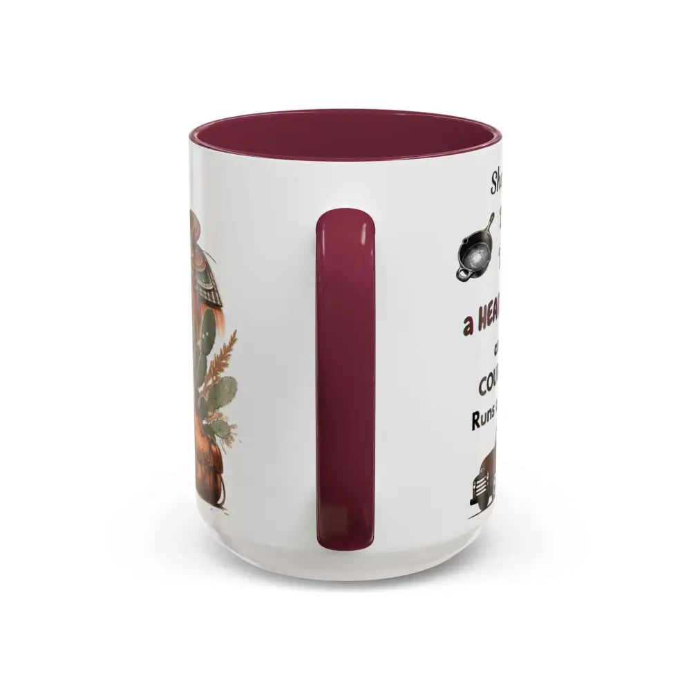 Cowgirl Tough 15oz Mug – “Spine Like a Skillet Heart Like a Truck” Inspirational Western Gift Cowgirl Coffee Mugs Mugs