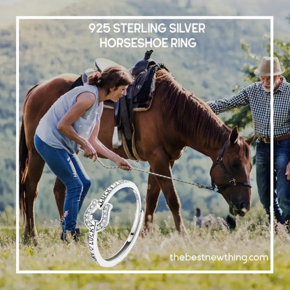 Cubic Zircon Lucky in Love Horseshoe Ring Woman Ring Horse Lover Ring 925 Sterling Silver Jewelry - Silver - Jewelry
