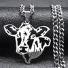 Cute Cow Head Hollow Stainless Steel Silver Necklace Chain for Women or Men - 50cm CS SR - Jewelry