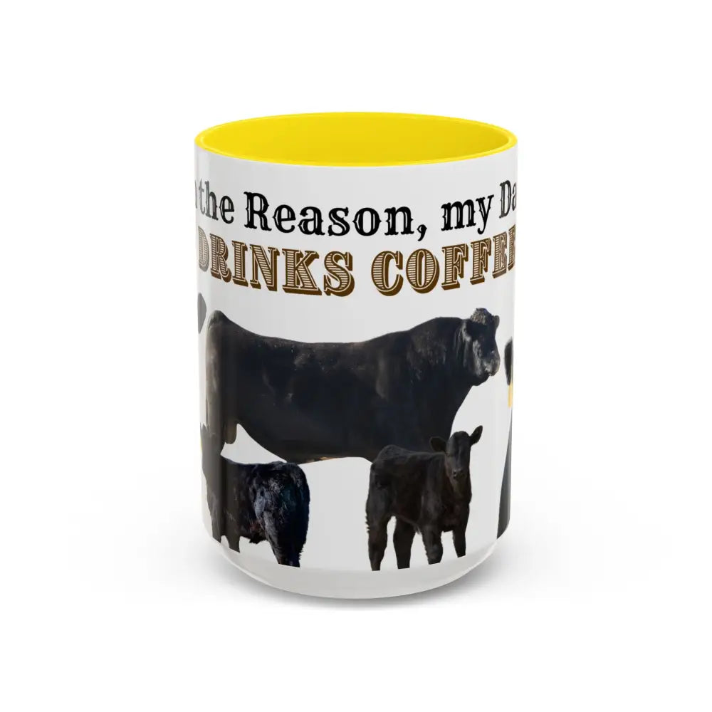 Cute Cow Mug for Farmers Funny Gift for Dad Humor in a Mug Animal Lover Gift 15oz 15oz / Yellow Mug