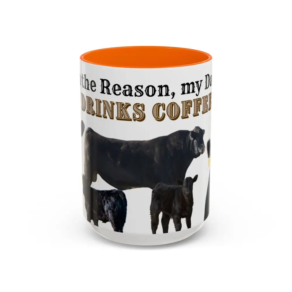 Cute Cow Mug for Farmers Funny Gift for Dad Humor in a Mug Animal Lover Gift 15oz 15oz / Orange Mug