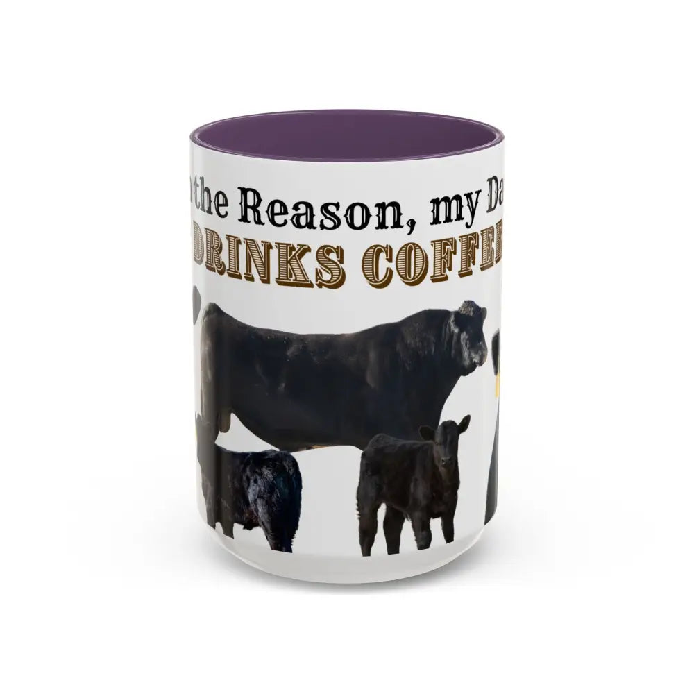 Cute Cow Mug for Farmers Funny Gift for Dad Humor in a Mug Animal Lover Gift 15oz 15oz / Purple Mug