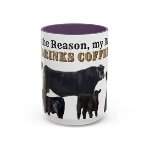 Cute Cow Mug for Farmers - Funny Gift for Dad Humor in a Mug Animal Lover Gift 15oz - 15oz / Purple - Mug