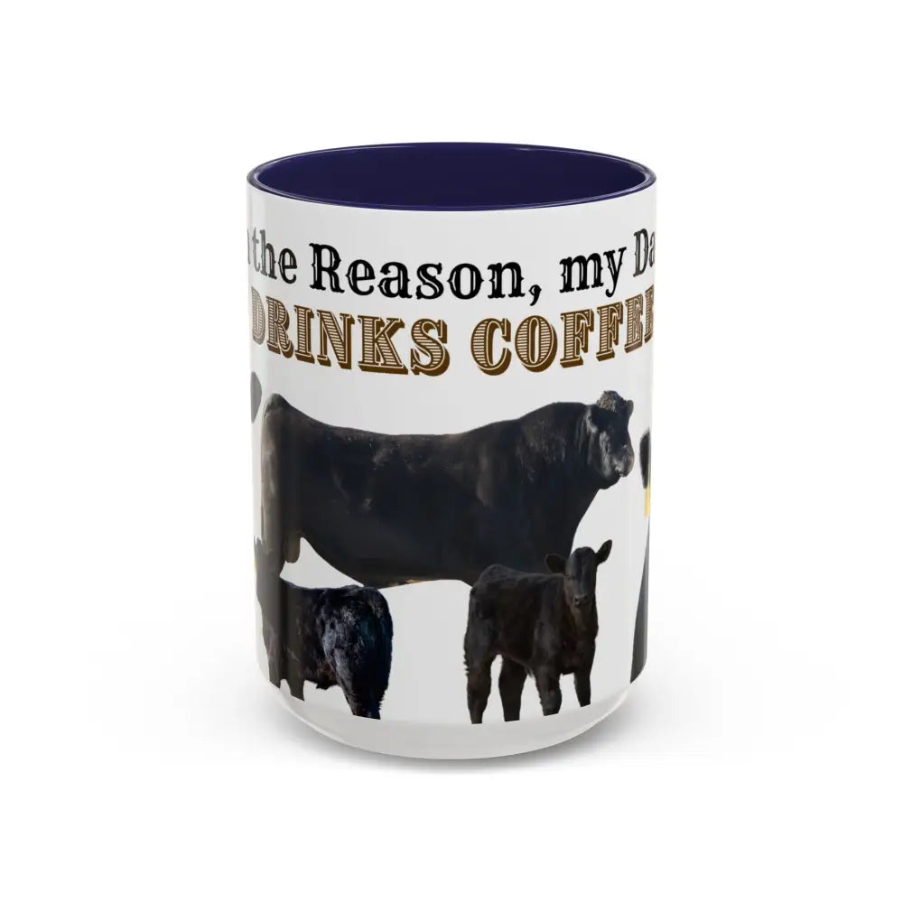 Cute Cow Mug for Farmers Funny Gift for Dad Humor in a Mug Animal Lover Gift 15oz 15oz / Navy Mug