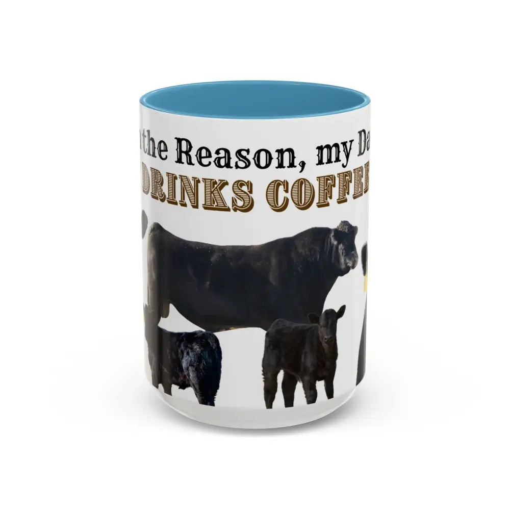 Cute Cow Mug for Farmers Funny Gift for Dad Humor in a Mug Animal Lover Gift 15oz 15oz / Light Blue Mug