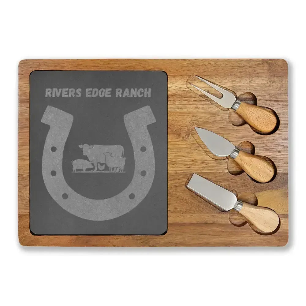 Engraved Charcuterie Board with Cheese Knives Inset Personalized Gifts - The Best New Thing