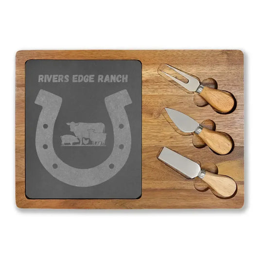 Engraved Charcuterie Board with Cheese Knives Inset Personalized Gifts - The Best New Thing