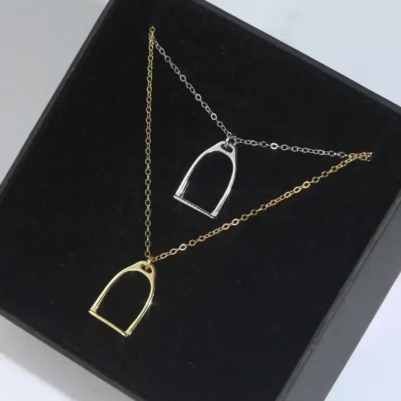 Equestrian Horseshoe Stirrup Necklace 925 Sterling Silver Jewelry Jewelry