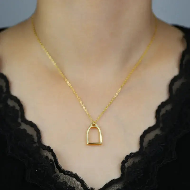 Equestrian Horseshoe Stirrup Necklace 925 Sterling Silver Jewelry Jewelry