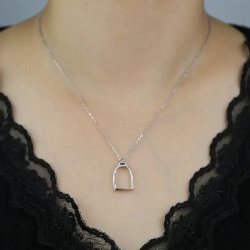 Equestrian Horseshoe Stirrup Necklace 925 Sterling Silver Jewelry Jewelry
