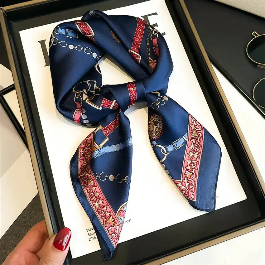 Equestrian Thin Square Neck Scarf Gift for Women Horse Lovers 27.5 x 27.5 inches 2 / 70x70cm Accessories
