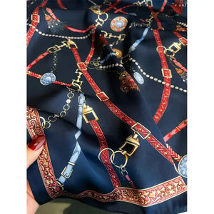 Equestrian Thin Square Neck Scarf Gift for Women Horse Lovers 27.5 x 27.5 inches - 20 / 70x70cm - Accessories