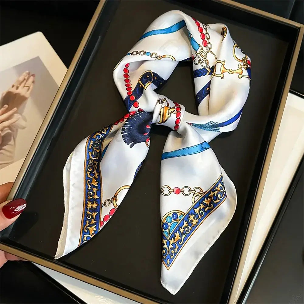 Equestrian Thin Square Neck Scarf Gift for Women Horse Lovers 27.5 x 27.5 inches 3 / 70x70cm Accessories
