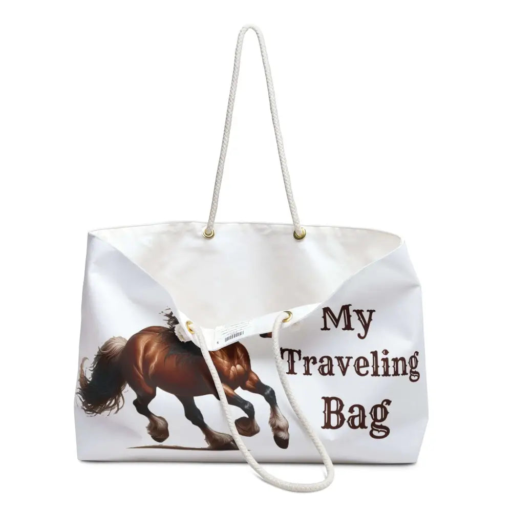 Equestrian Weekend Bag Horse Lover Road Trip Tote Travel Weekender White Bag 24’’ × 13’’ Bags