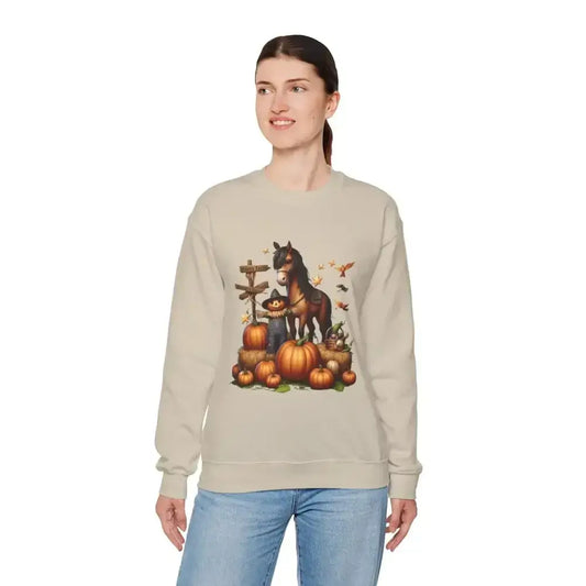 Fall Harvest Halloween Sweatshirt, Horse Autumn Farm Apparel - The Best New Thing