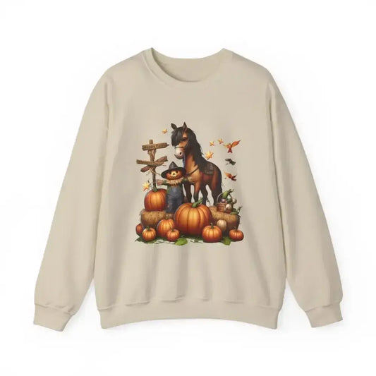 Fall Harvest Halloween Sweatshirt, Horse Autumn Farm Apparel - The Best New Thing