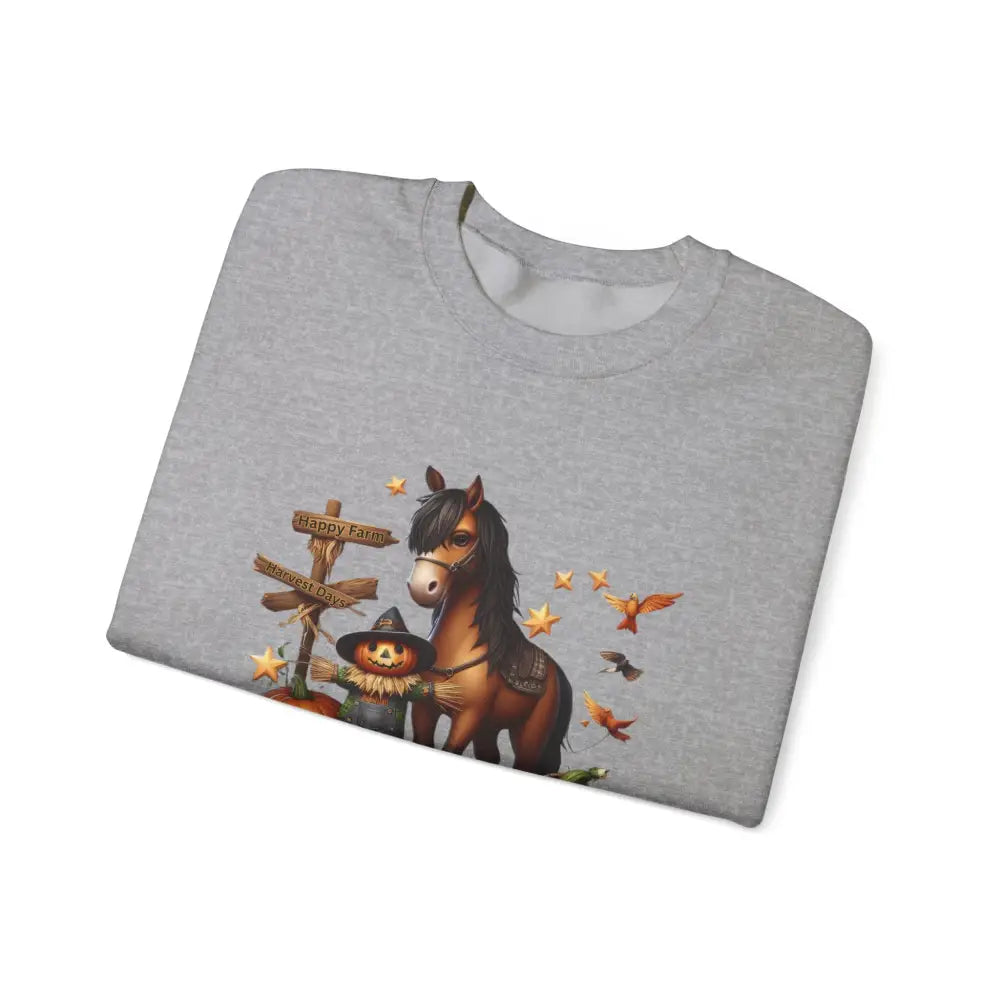 Fall Harvest Halloween Sweatshirt Horse and Pumpkin Shirt Autumn Farm Apparel Sweatshirt