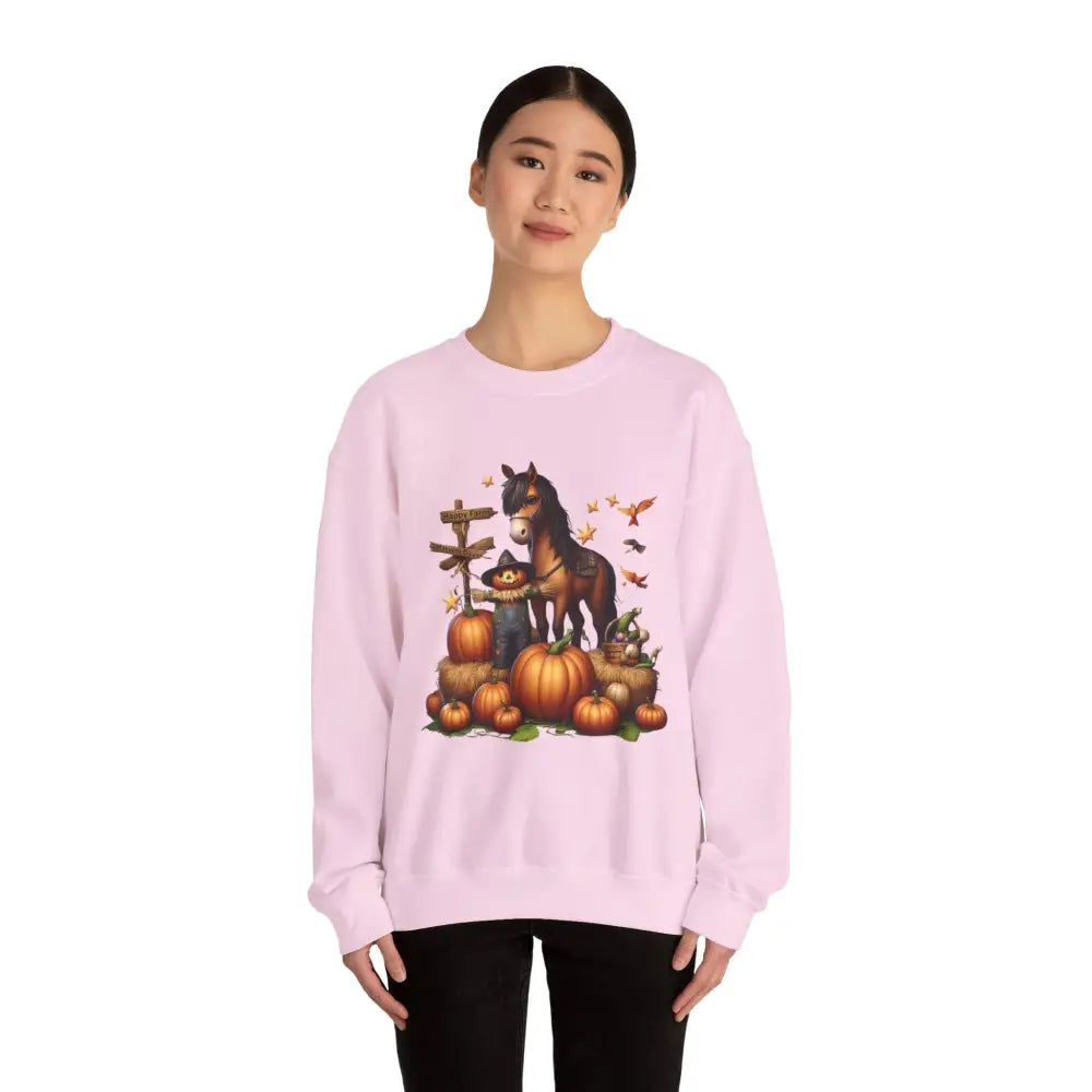 Fall Harvest Halloween Sweatshirt Horse and Pumpkin Shirt Autumn Farm Apparel Sweatshirt