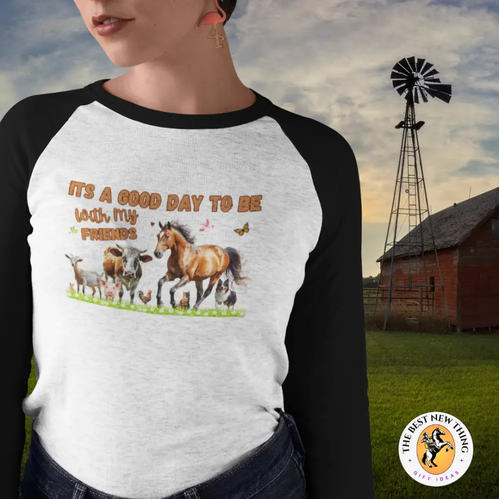 Farm Life Three-Quarter Sleeve Raglan Shirt - Farm Apparel Gifts for Her - T-Shirt