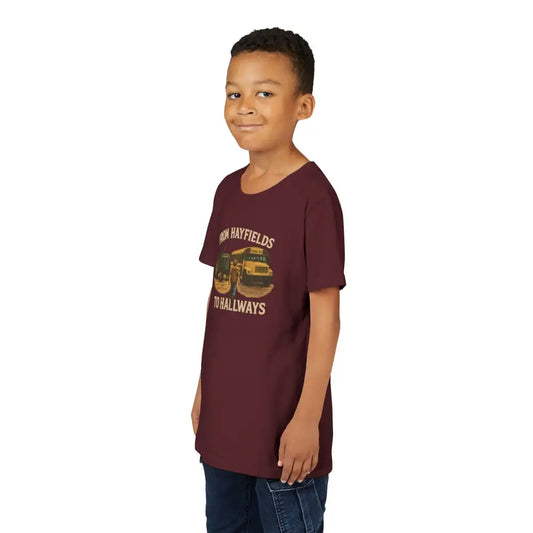 Farm Life Youth Tee Back to School T-Shirt Farm Shirt for Kids Everyday Kids Wear - S / Maroon - Kids clothes